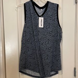 Women's Black and Gray Sleeveless Tank Top